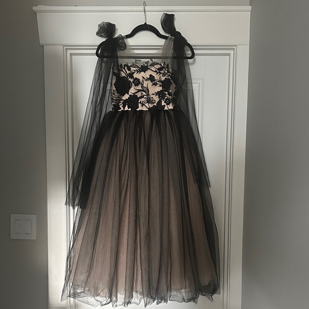 Elegant Black and Cream Kids Formal Dress